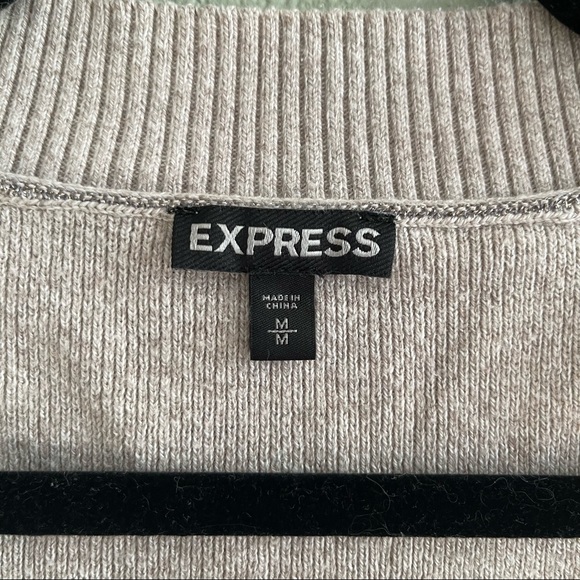 Express Heather Beige V-Neck Sweater - Picture 2 of 4